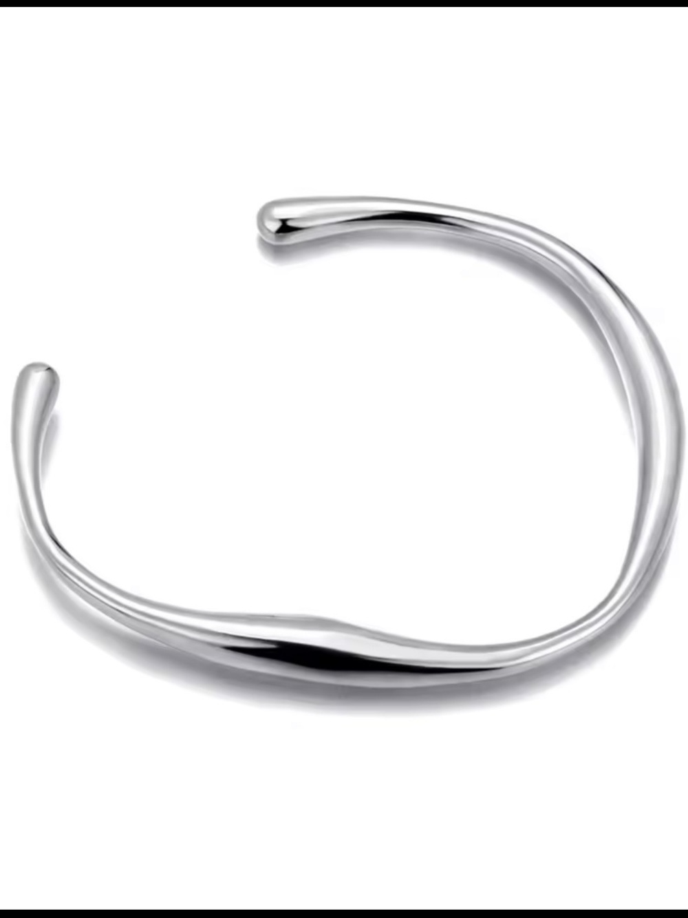 Sterling Silver Plated Stainless Steel Wave Cuff Bracelet Minimalist Bangle